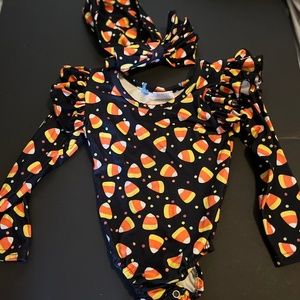 Candy corn rush bodysuit w headband